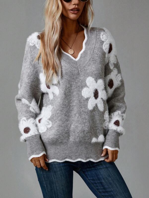 Inés™ | Pull chic pour femme avec imprimé floral