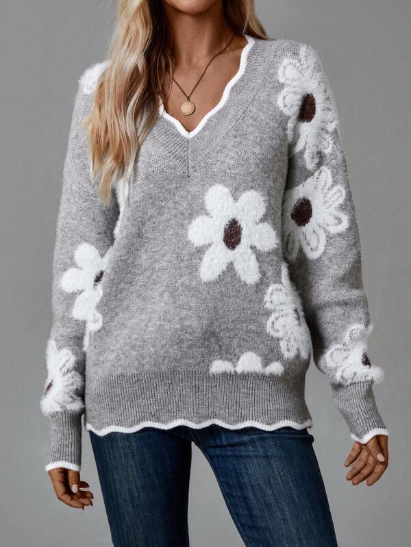 Inés™ | Pull chic pour femme avec imprimé floral