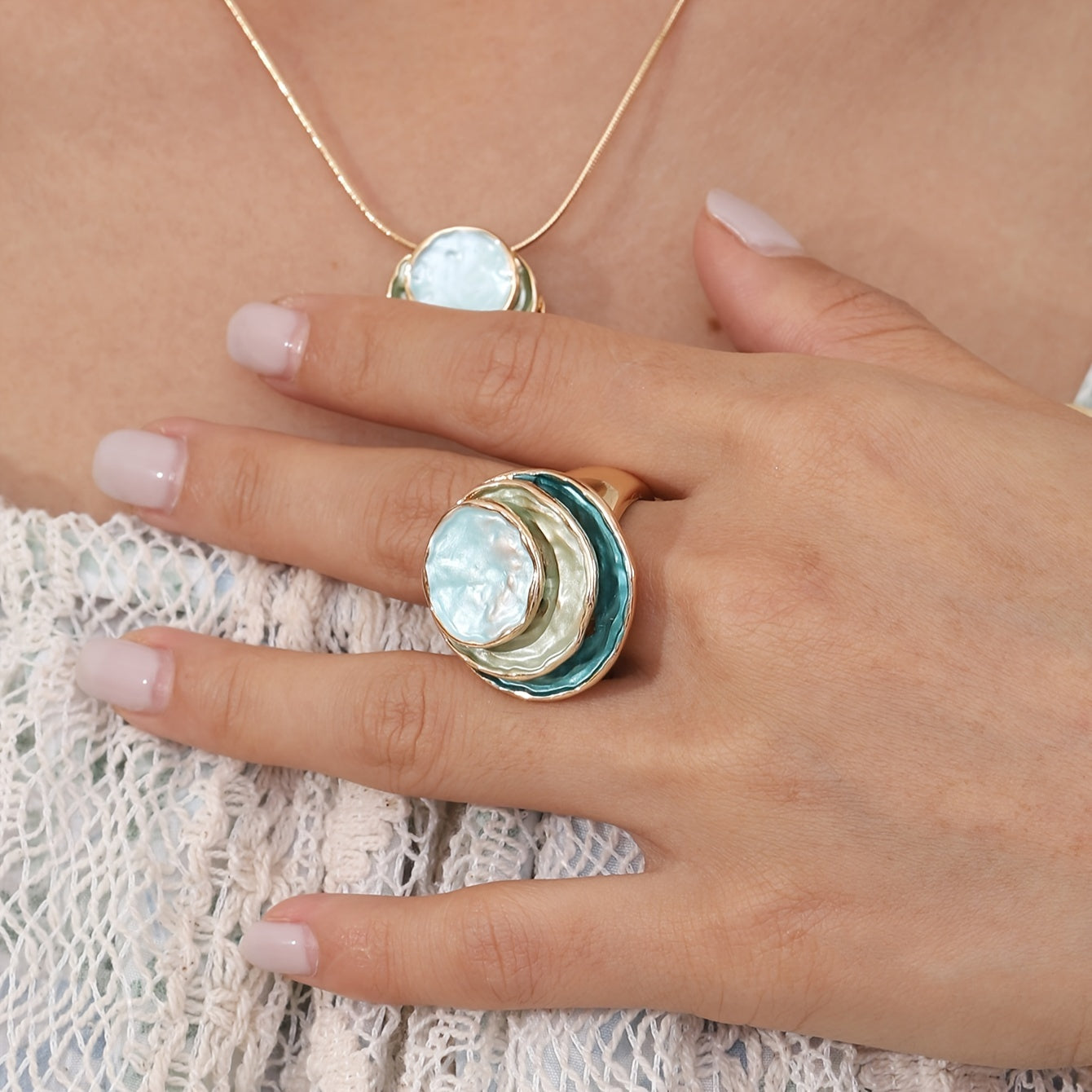 Bague en émail boho à trois couches