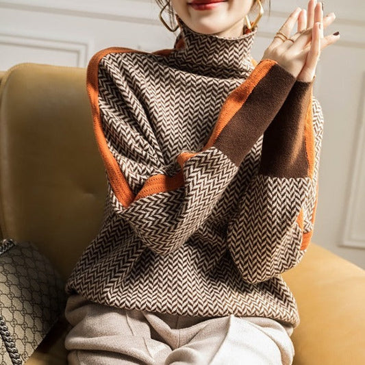 Isidora™ | Pull de luxe à col montant en chevrons
