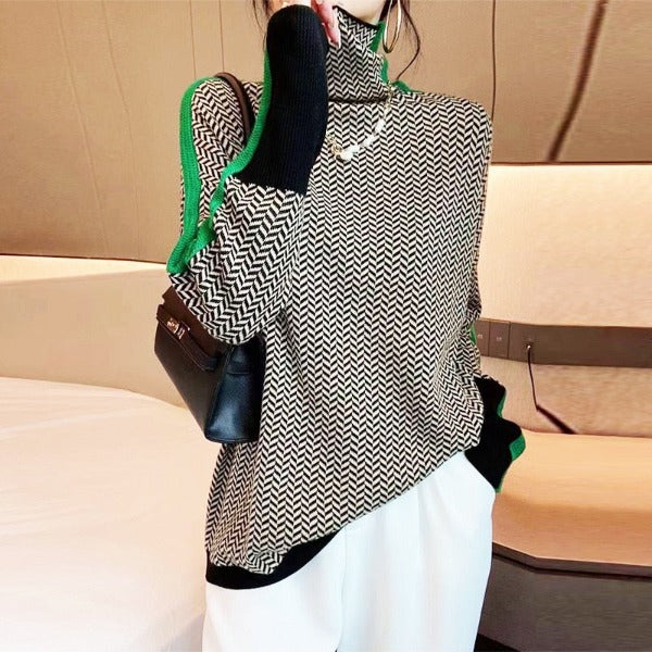 Isidora™ | Pull de luxe à col montant en chevrons
