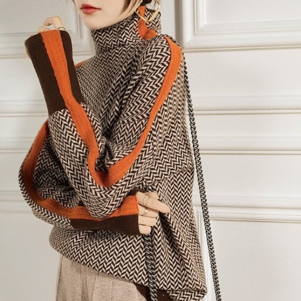 Isidora™ | Pull de luxe à col montant en chevrons