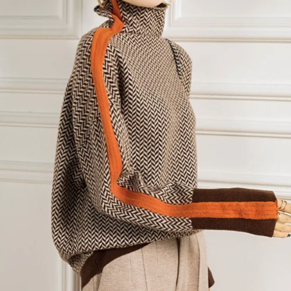 Isidora™ | Pull de luxe à col montant en chevrons