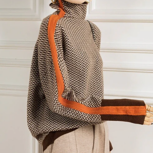 Isidora™ | Pull de luxe à col montant en chevrons