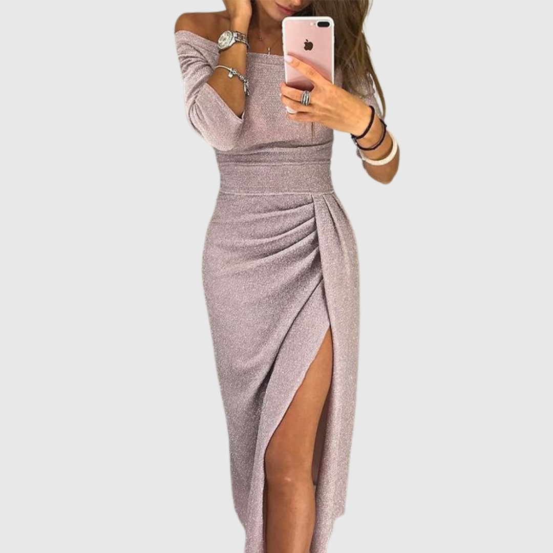 Isabeau | Robe maxi chic à col halter avec une coupe élégante et fluide