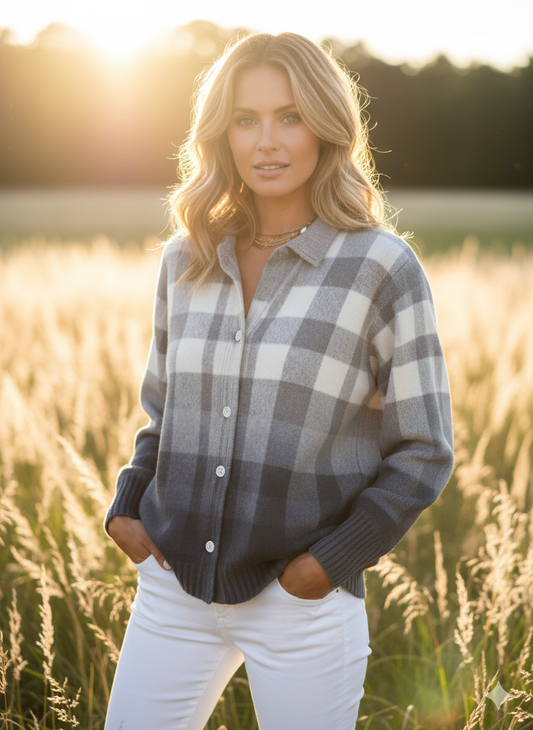 Mara™ – Chemisier à carreaux en matière douce de hoodie