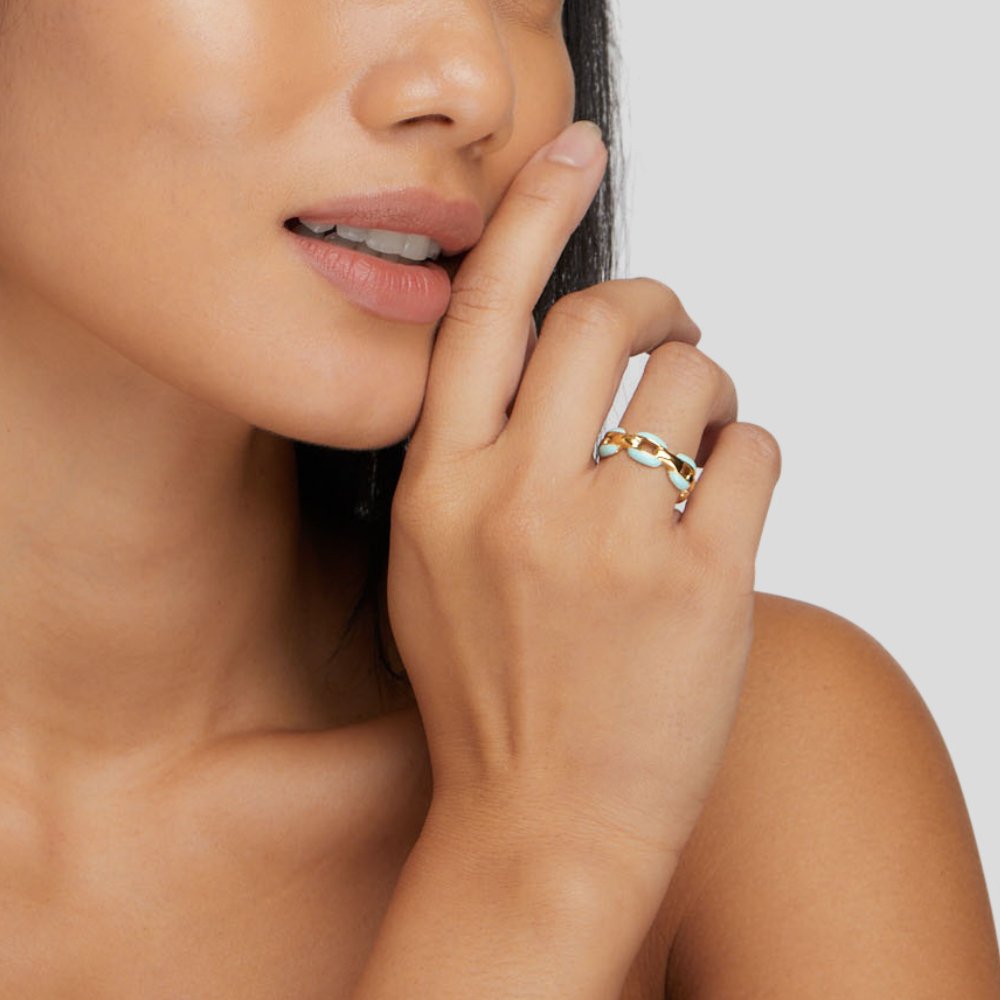 Bague en chaîne Reya bleue