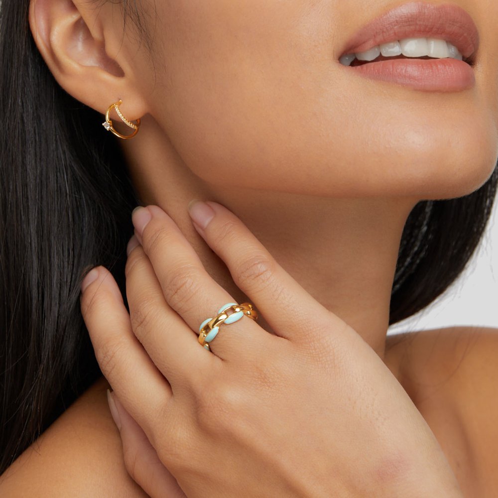 Bague en chaîne Reya bleue