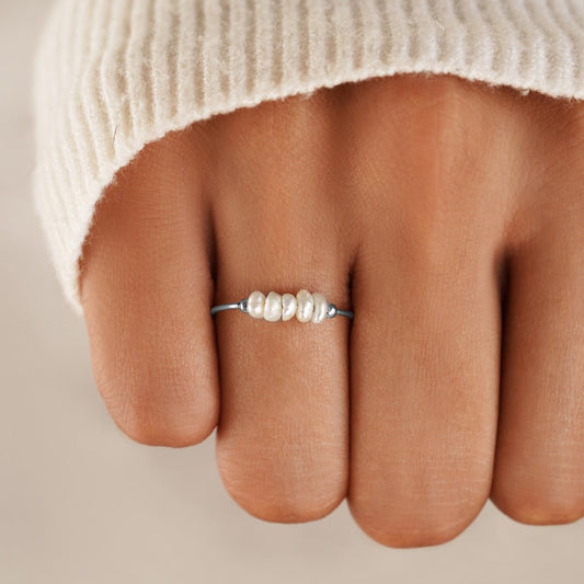 Bague en argent classique avec perle d'eau douce