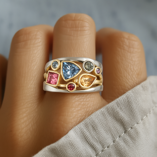 Bague vintage colorée en zircon