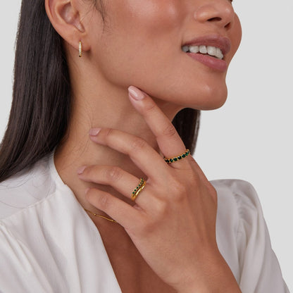 Mary - Bague superposée vert émeraude